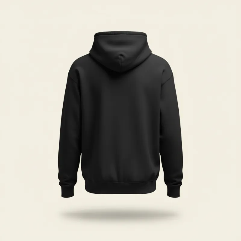 Black hoodie, back view