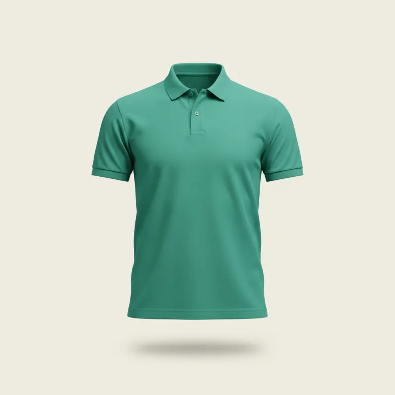 Teal polo shirt, front