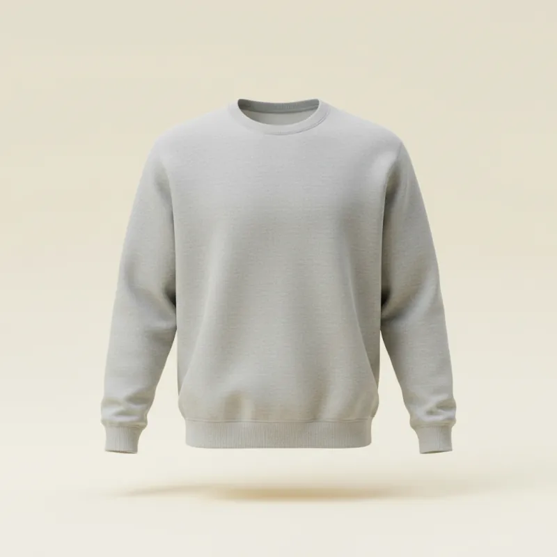Grey crew neck sweatshirt, front