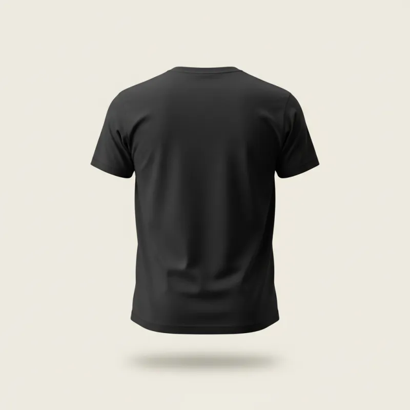 Black cotton t-shirt, back view